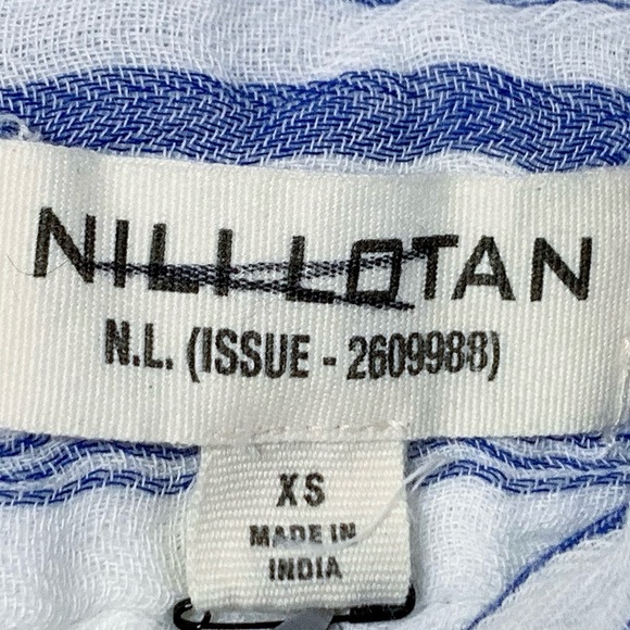 Nili Lotan Striped Kaya Button-Up Shirt in Blue & White Stripe - Picture 13 of 13